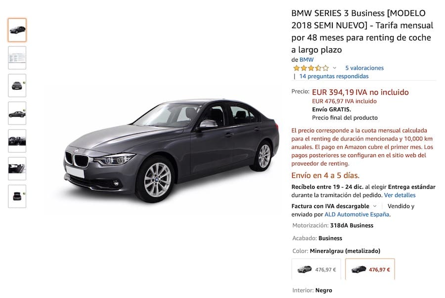 Cuánto cuesta el renting de un coche con Amazon 2 renting amazon coches 1