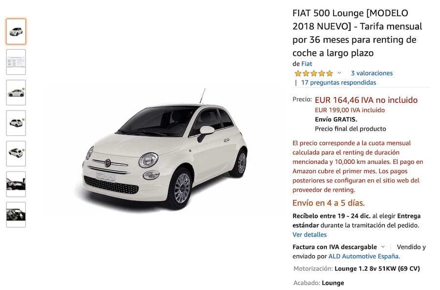 Cuánto cuesta el renting de un coche con Amazon 3 renting amazon coches 2