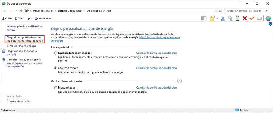 activar el arranque rapido de Windows 10 1