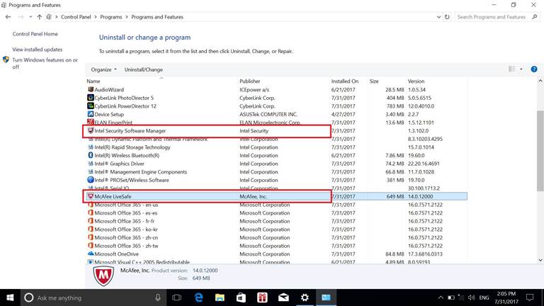 desinstalar McAfee