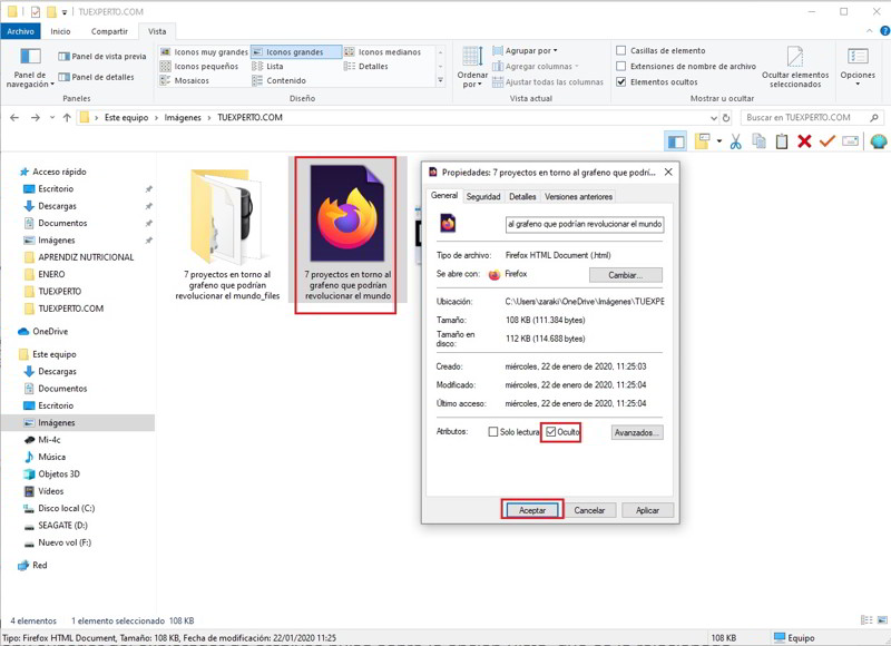 Cómo ocultar archivos y carpetas en Windows 10 4