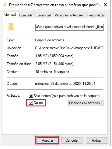 Cómo ocultar archivos y carpetas en Windows 10 3