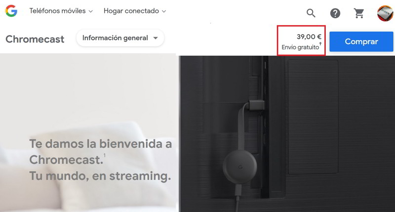 precio google chromecast