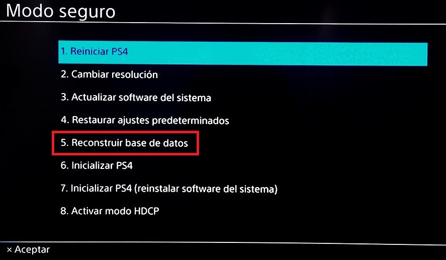 Datos dañados en PS4, cómo repararlos 6 reconstruir base de datos ps4