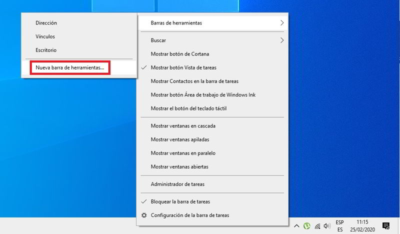 añadir la barra de inicio rapido de Windows XP a Windows 10 1
