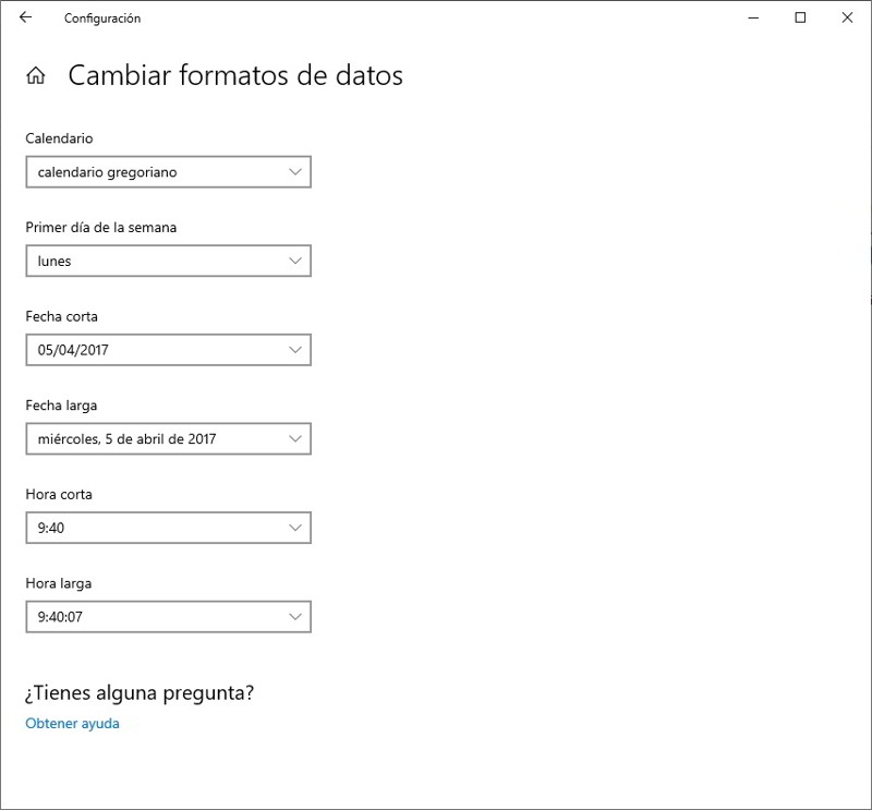 cambiar el formato de la hora y la fecha en el reloj de Windows 10 3