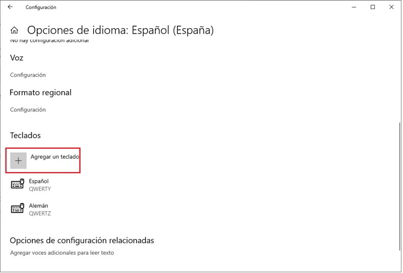 cambiar el mapa del teclado desde windows 10 2