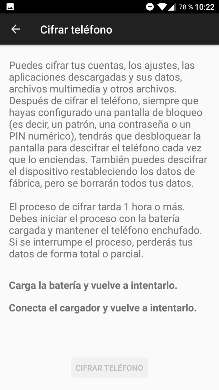 cifrar todo el almacenamiento en Android 2