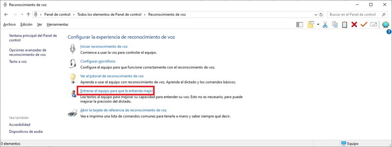 configurar y usar el reconocimiento de voz en Windows 10 6