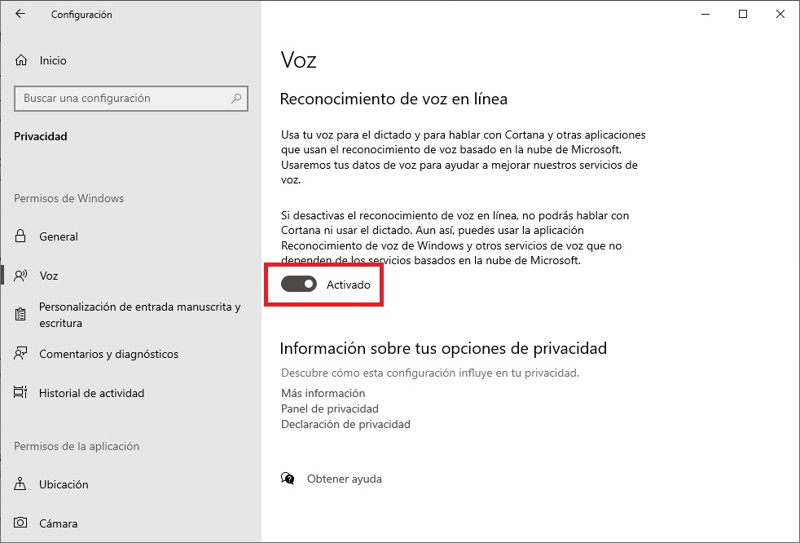 configurar y usar el reconocimiento de voz en Windows 10 9
