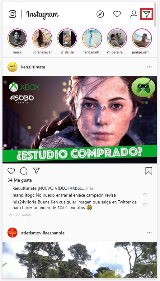 enviar un mensaje directo en Instagram desde PC 3