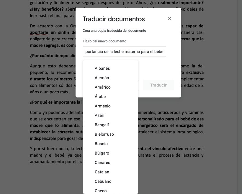 Traductor Google docs