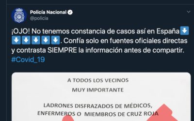 La Policía alerta de un bulo que circula sobre ladrones disfrazados de enfermeros