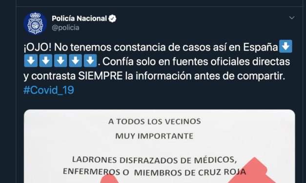 La Policía alerta de un bulo que circula sobre ladrones disfrazados de enfermeros