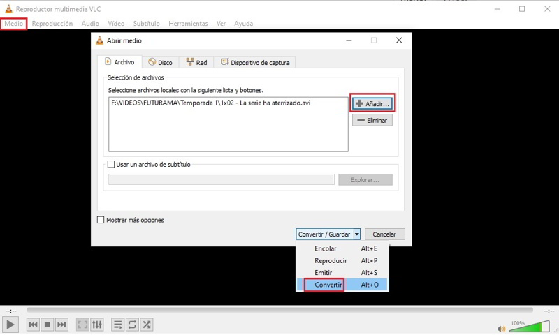 Como eliminar el audio de un video con VLC 1