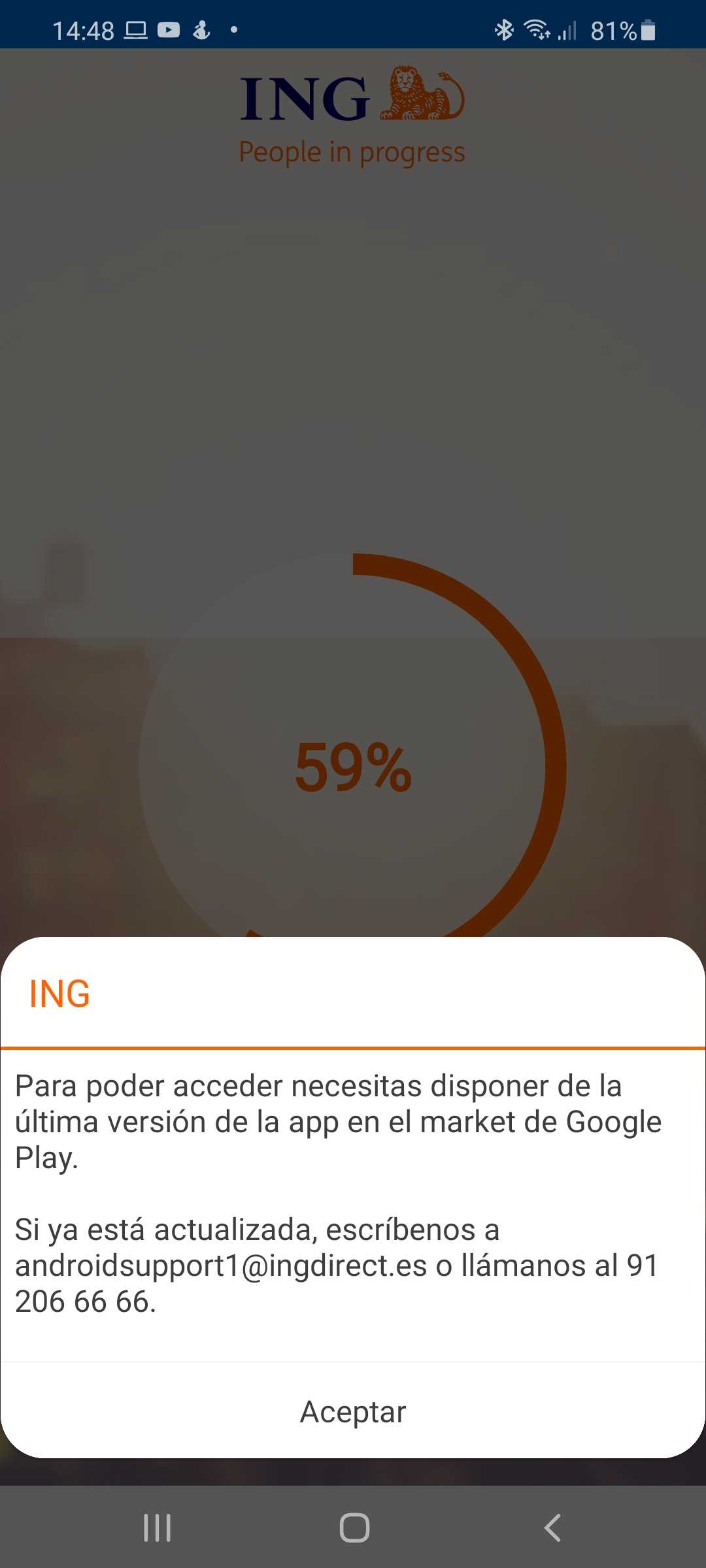 ING Direct fallo app