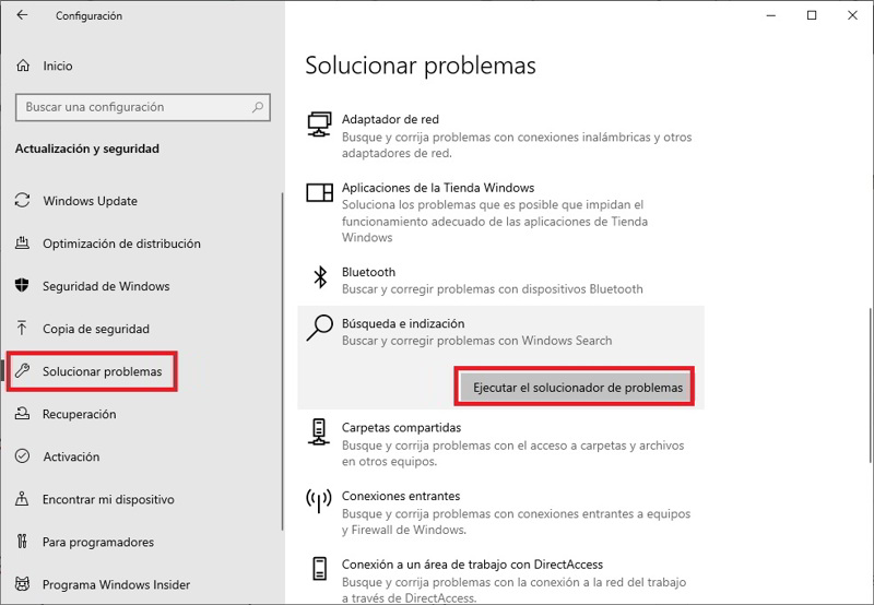 Prueba el solucionador de problemas de Windows