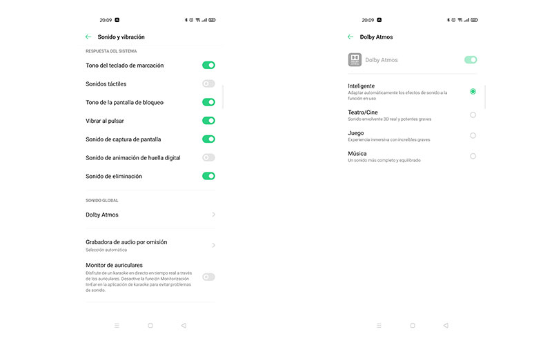 análisis Oppo Find X2 Pro tras un mes de uso opciones de sonido