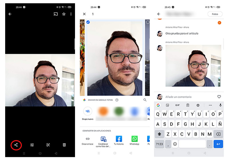 Cómo compartir imágenes y vídeos mediante la mensajería de Google Fotos chat