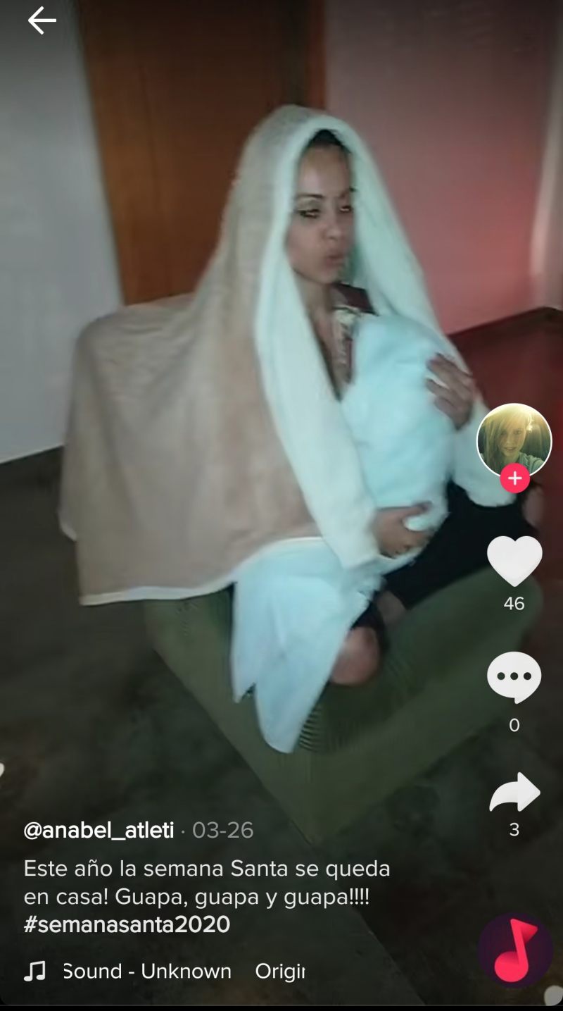 La Semana Santa tiene sus propios pasos y procesiones en Tik Tok 4 Recreación Virgen Tik Tok