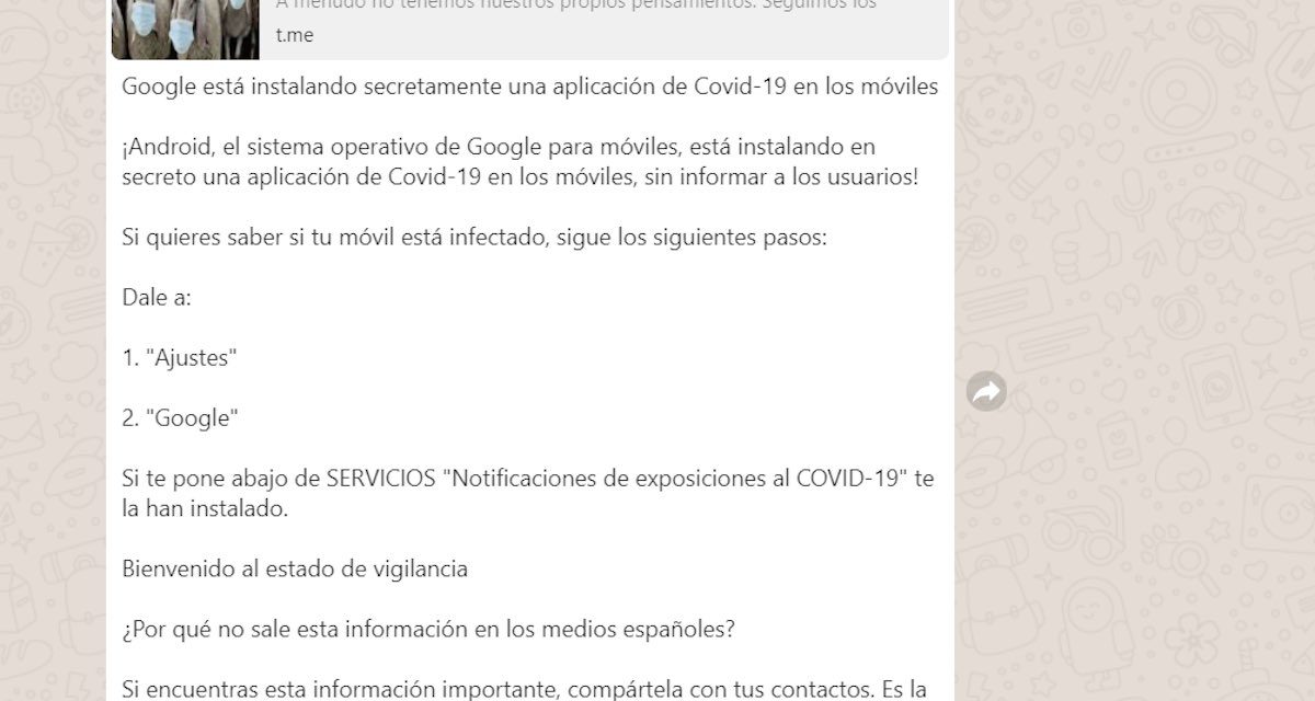 La verdad sobre la aplicación secreta de Covid-19 de Google que circula por WhatsApp