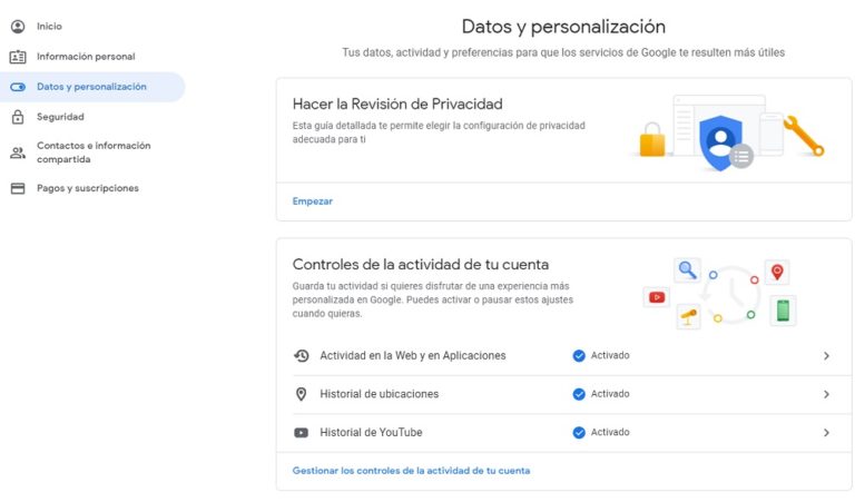 Cómo activar el borrado automático de tus datos de actividad en Google