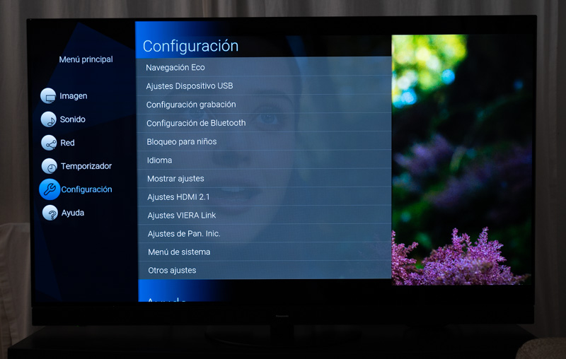 análisis Panasonic OLED HZ1500 menús