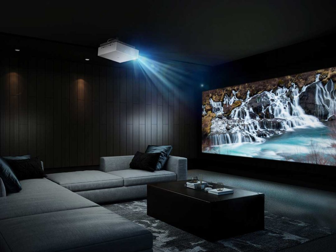 movie theater living room projector
