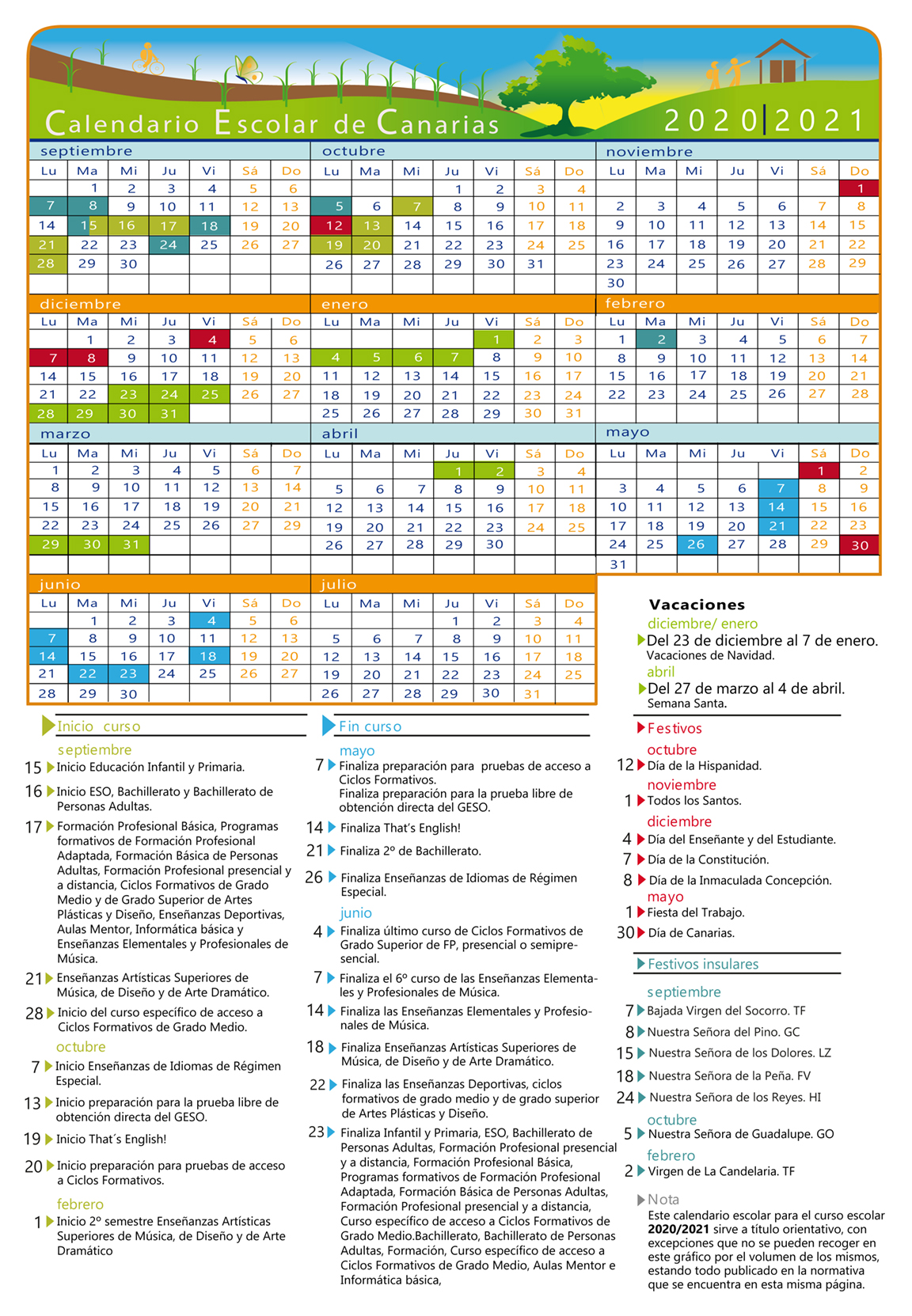 calendario escolar canarias
