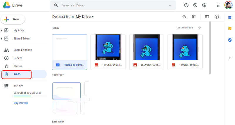 cómo recuperar documentos borrados Google Docs con Drive