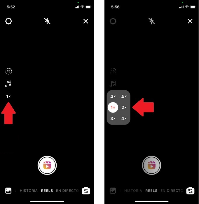 Cómo cambiar la velocidad de grabación en tus Reels