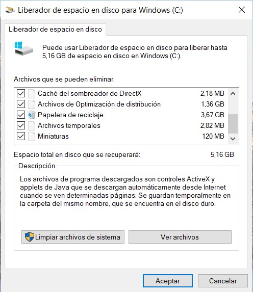 Limpiar archivos innecesarios