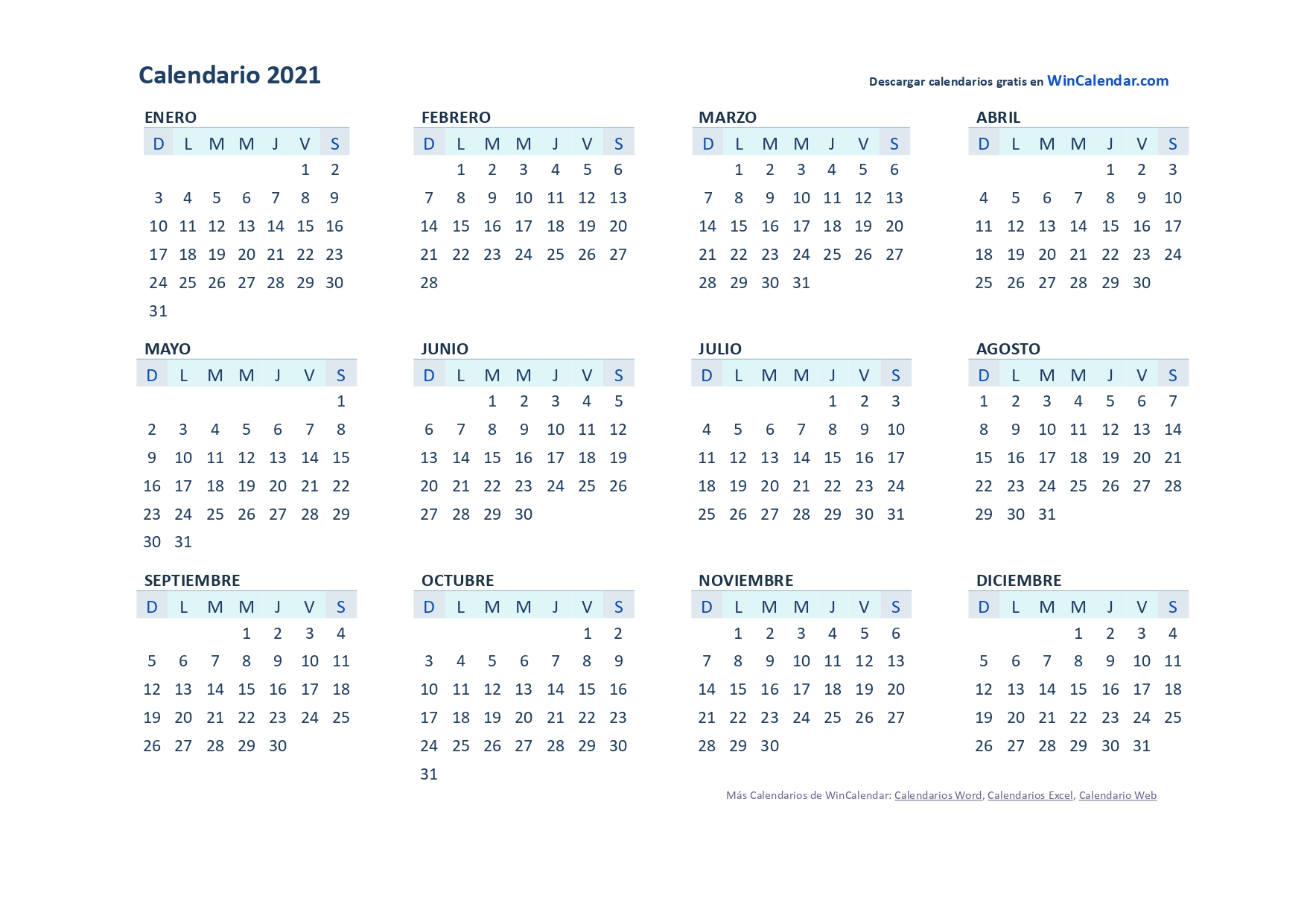 Calendario 2021 100 Plantillas Para Descargar Editar E Imprimir