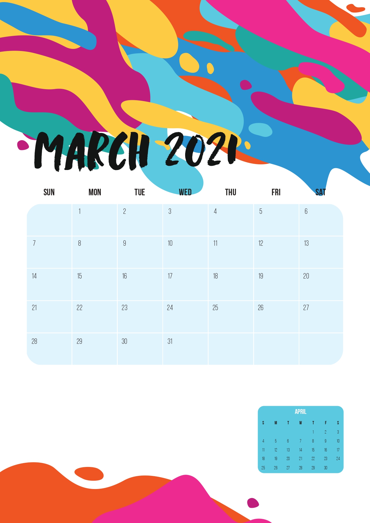 Calendario 2021, más de 100 plantillas para descargar e imprimir 1