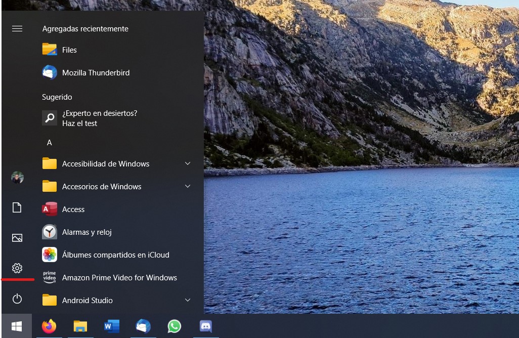 Abrir los ajustes de Windows 10