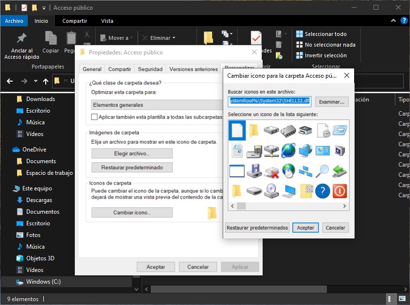 Cambiar el icono de una carpeta en Windows