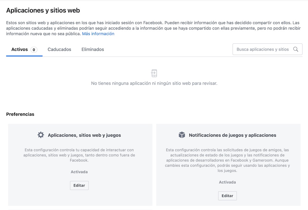 Comprueba qué apps tienen acceso a tu cuenta de Facebook 1