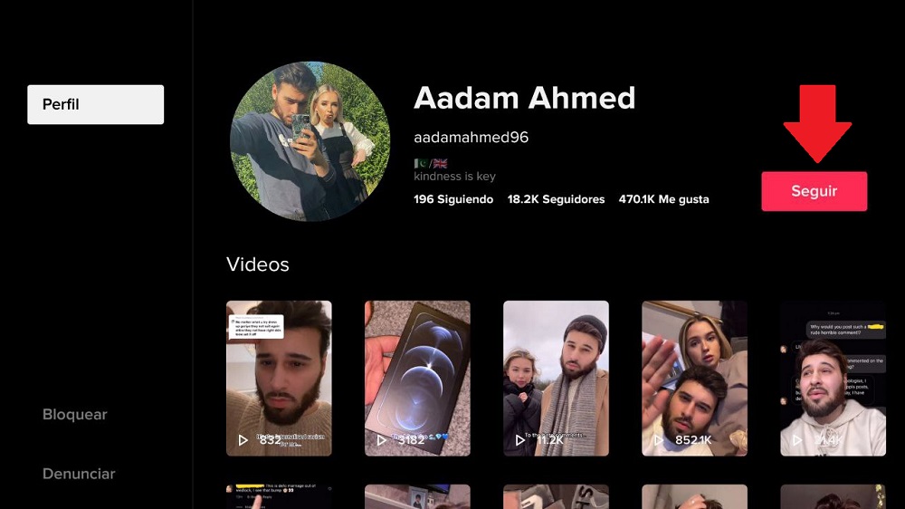 Cómo ver TikTok a través del Fire TV en la tele 14 Seguir a un usuario en TikTok