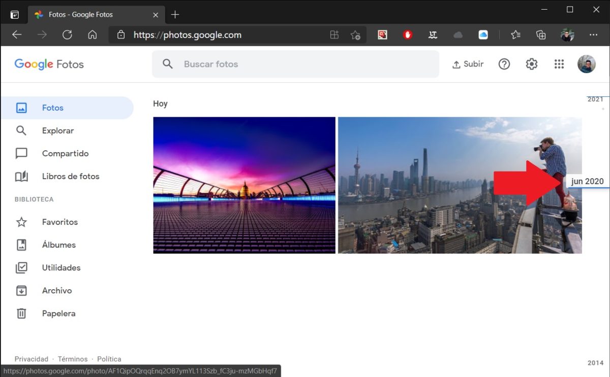 Navegar por fecha en Google Fotos
