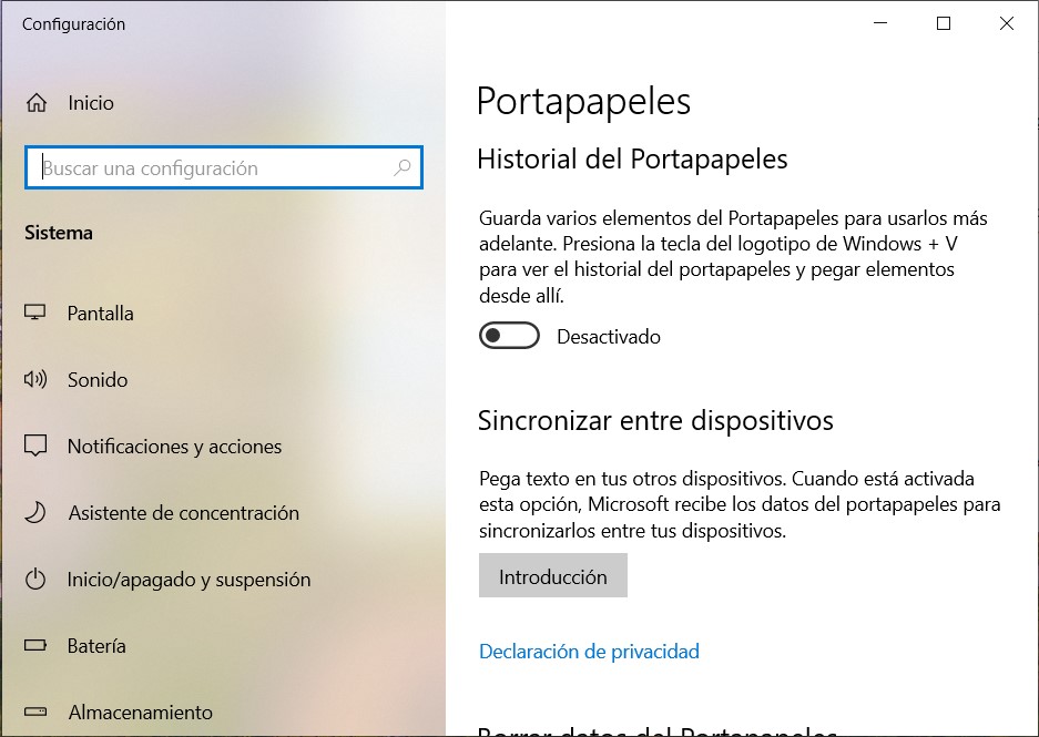 5 Configuración avanzada del portapapeles