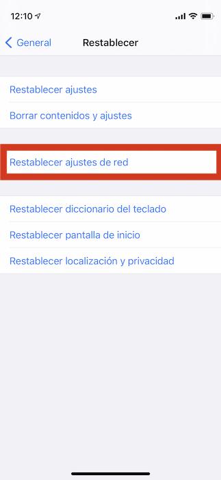 6 Restablecer ajustes de red