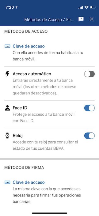 Acceso a la app de BBVA