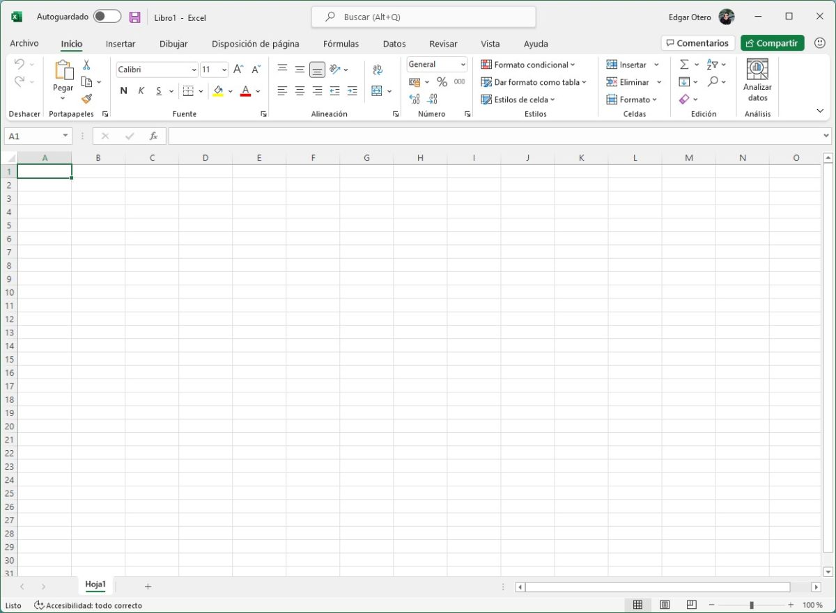 Excel con la nueva interfaz
