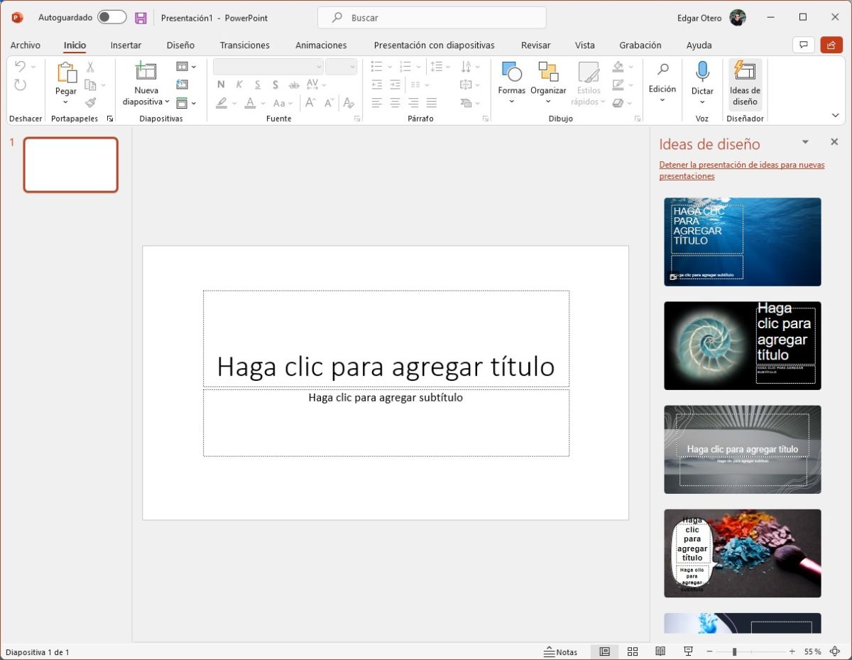 PowerPoint con la nueva interfaz