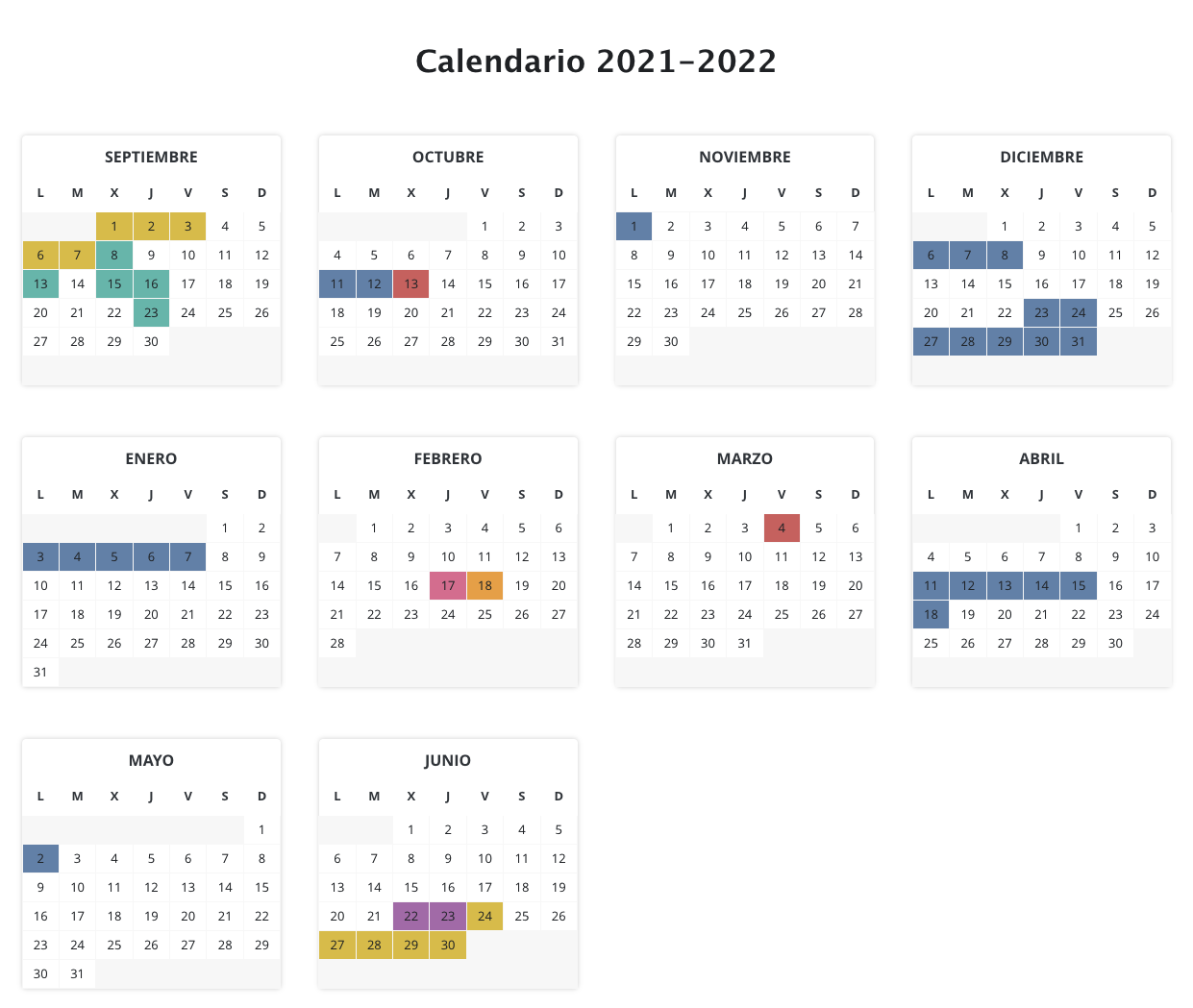 Calendario escolar 2021-2022, más de 70 plantillas y horarios para imprimir 2