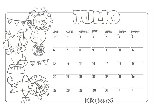 calendario-infantil-2020-para-colorear-Julio