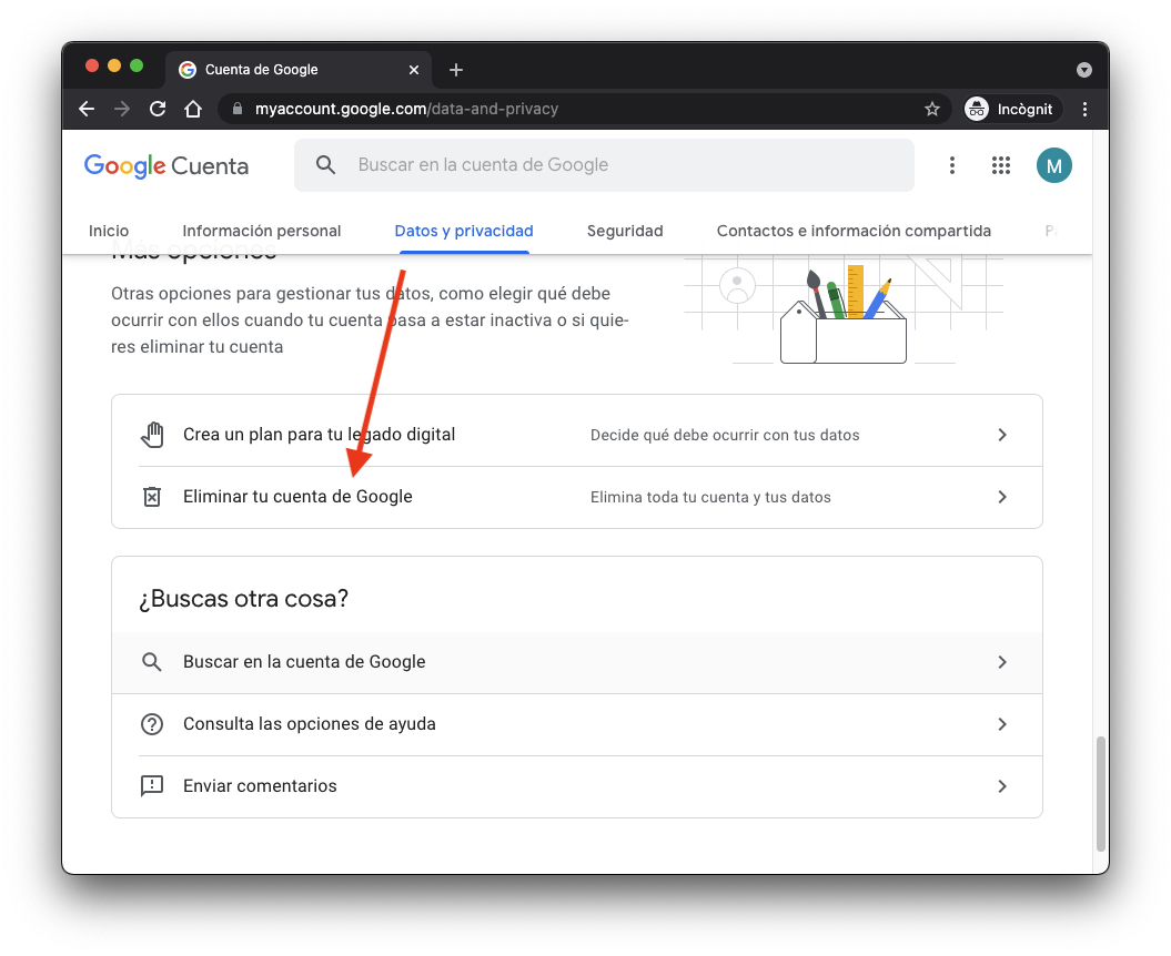 eliminar definitivamente cuenta de Google