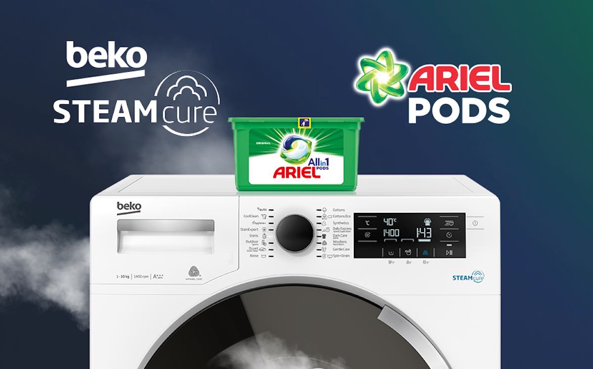 Beko regala seis meses de detergente Ariel por la compra de una lavadora SteamCure 1