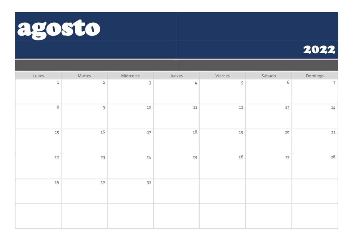 calendario 2022 horizontal agosto