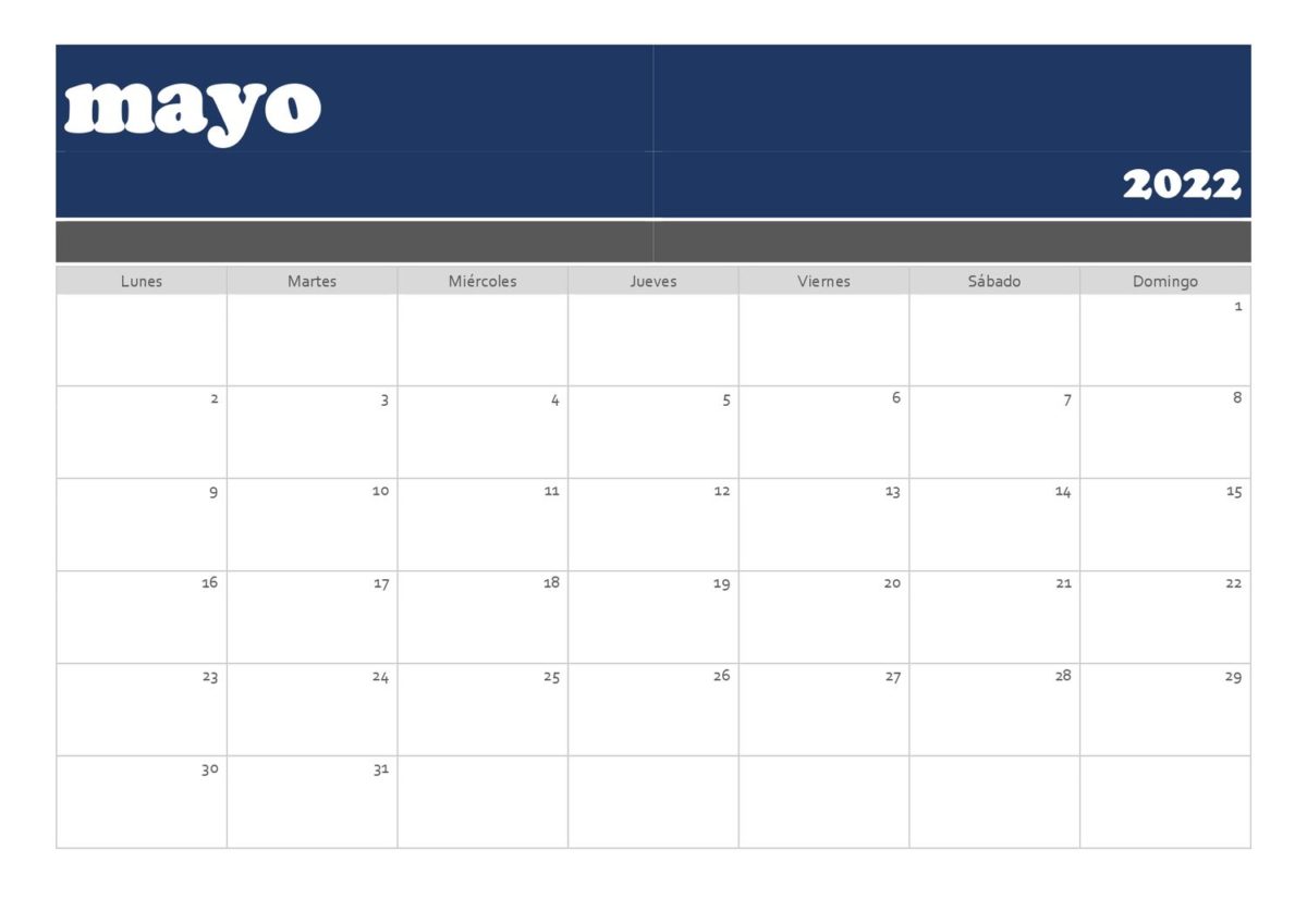 calendario 2022 horizontal mayo